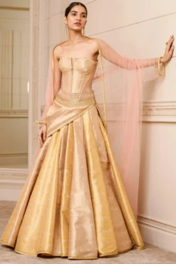 Tarun Tahiliani Multicoloured Brocade Lehenga With A Corset & Cape