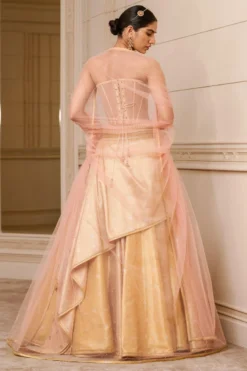 Tarun Tahiliani Multicoloured Brocade Lehenga With A Corset & Cape -Cheap Wovencia Store 1611tt9 4