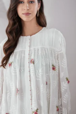 PATINE White Embroidered Pintuck Top -Cheap Wovencia Store 16547 4
