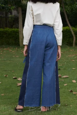 Ode To Odd Blue Colour Block Denim Pants -Cheap Wovencia Store 1701od30 4