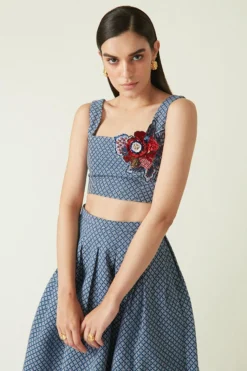 Payal Pratap Navy Lusi Quilted Top -Cheap Wovencia Store 1711pp25 4