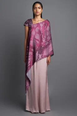 Amit Aggarwal Metallic Asymmetric Plum Top