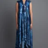 Amit Aggarwal Metallic Draped Aqua Dress