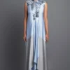 Amit Aggarwal Metallic Panelled Ice Blue Dress