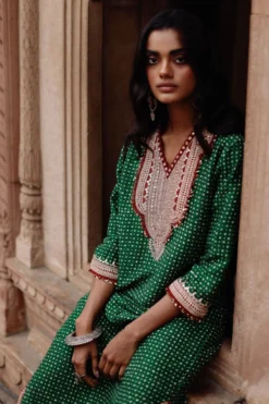 Avacara Green Handblock Printed Kaftan Dress -Cheap Wovencia Store 172ap12 6
