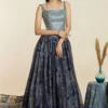SVA Royal Blue Crepe-Organza Lehenga Set