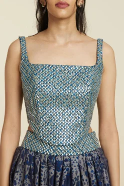 SVA Royal Blue Crepe-Organza Lehenga Set -Cheap Wovencia Store 181123sva105 6