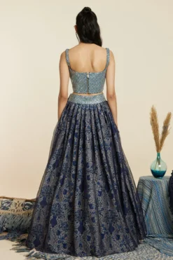 SVA Royal Blue Crepe-Organza Lehenga Set -Cheap Wovencia Store 181123sva105 7