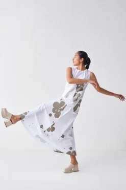 Three White & Grey Sleeveless Asymmetric Dress -Cheap Wovencia Store 18223td9 3