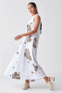 Three White & Grey Sleeveless Asymmetric Dress -Cheap Wovencia Store 18223td9 4