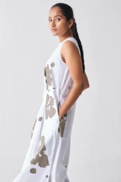 Three White & Grey Sleeveless Asymmetric Dress -Cheap Wovencia Store 18223td9 5