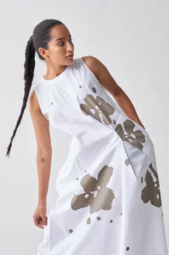 Three White & Grey Sleeveless Asymmetric Dress -Cheap Wovencia Store 18223td9 6