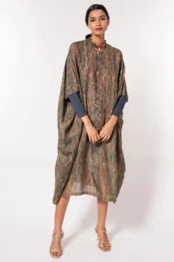 Divya Sheth Grey Hand-block Printed Kaftan