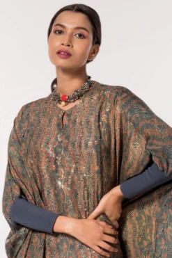 Divya Sheth Grey Hand-block Printed Kaftan -Cheap Wovencia Store 184dy16 4