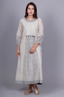 Meghna Panchmatia Grey Bandhani Printed Dress