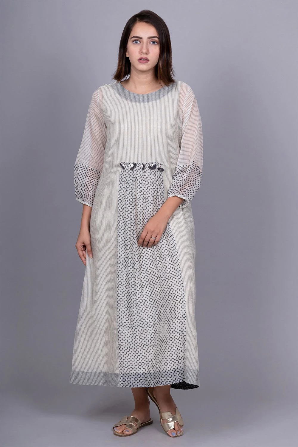 Meghna Panchmatia Grey Bandhani Printed Dress 1 Meghna Panchmatia Grey Bandhani Printed Dress