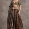 Tarun Tahiliani Red On Black Lehenga Set