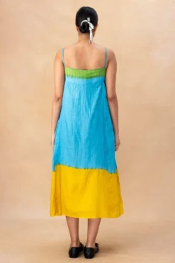 Injiri Blue & Green Clamp Dyed Dress -Cheap Wovencia Store 18823iri7 5