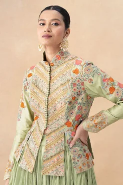 Debyani Green Floral Embellished Jacketed Lehenga Set -Cheap Wovencia Store 18923di5 4