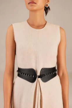 AMPM Accessories Faye Classic Black Leather Belt