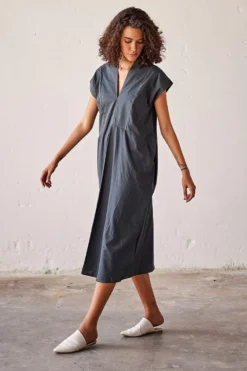 Khara Kapas Sacramento Green V-neck Dress -Cheap Wovencia Store 19923kk34 3