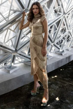 Abhishek Sharma Dusk Filigree Symmetrical Dress