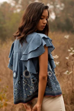 Payal Pratap Floral Embroidered Top With Ruffled Sleeves -Cheap Wovencia Store 1sb 54 4
