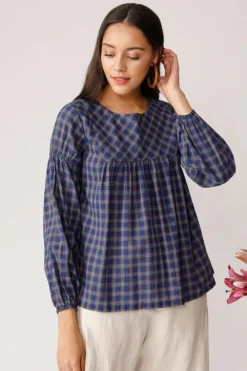 Payal Pratap Handloom Cotton Short Top -Cheap Wovencia Store 1ss 24 blue 3