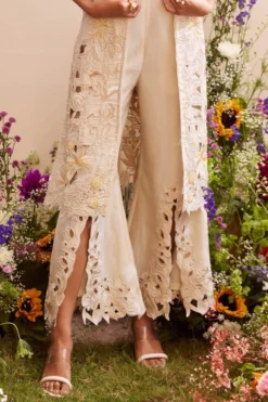 Chandrima Ivory Cutwork Bell Bottom Pants -Cheap Wovencia Store 20032023ca24 3