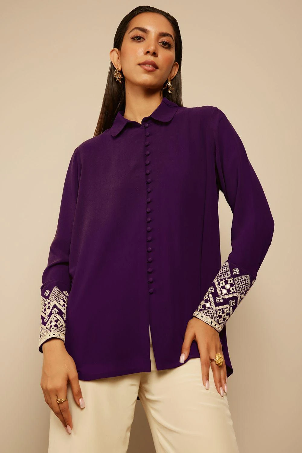 PATINE Russian Violet Silk Georgette Shirt 2 PATINE Russian Violet Silk Georgette Shirt - Image 2