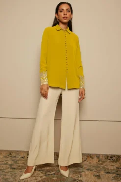 PATINE Mustard Yellow Silk Georgette Shirt