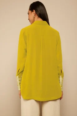 PATINE Mustard Yellow Silk Georgette Shirt -Cheap Wovencia Store 204pa20 4