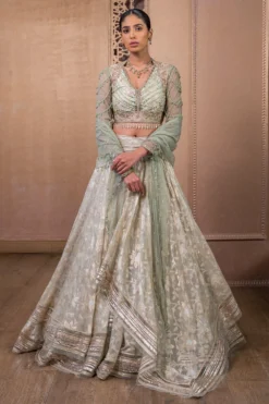 Tarun Tahiliani Sage Green Hand Embellished Lehenga Set