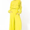 Bodice Yellow High Waisted Pants With Side Seam Details