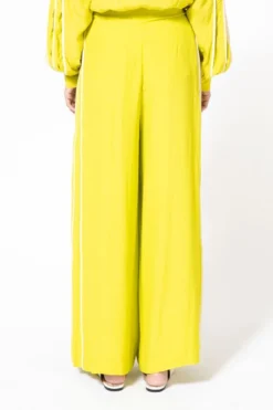 Bodice Yellow High Waisted Pants With Side Seam Details -Cheap Wovencia Store 2111bo15 4