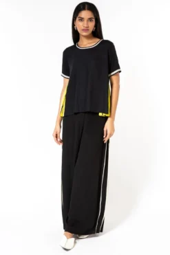 Bodice Black & Yellow Pleated Top