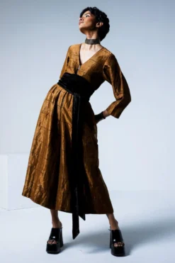 Shorshe Black Velvet Obi Belt