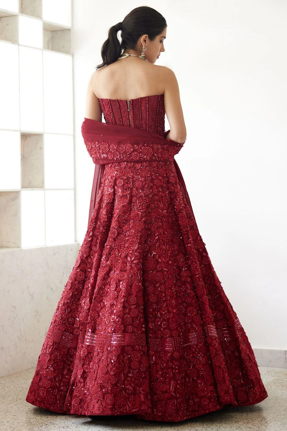 Mishru Evie 3-D Embellished Lehenga Set 4 Mishru Evie 3-D Embellished Lehenga Set - Image 4