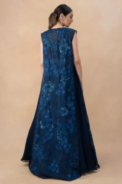 Mishru Blue Floral Embellished Cape Set -Cheap Wovencia Store 21923mis6 5