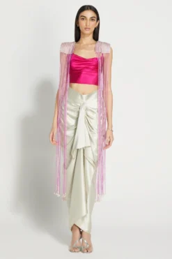 431-88 By Shweta Kapur Silk Satin Fuchsia Cowl Top -Cheap Wovencia Store 2210206 3