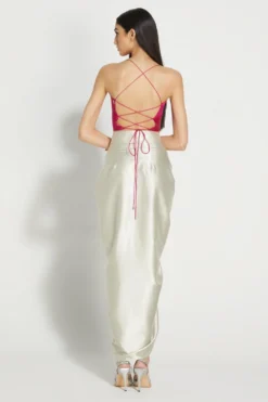 431-88 By Shweta Kapur Silk Satin Fuchsia Cowl Top -Cheap Wovencia Store 2210206 4