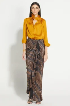 431-88 By Shweta Kapur Metallic Pleated Galaxy Skirt