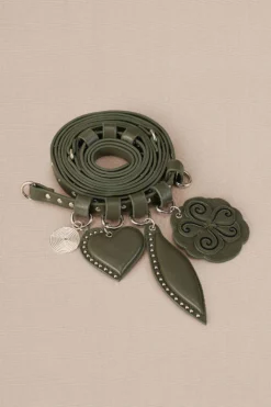 AMPM Accessories Aafia Olive Green Studded Wrap-belt