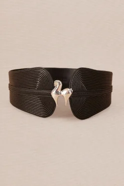 AMPM Accessories Vanah Dramatic Black Horse-buckle Belt