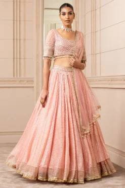 Tarun Tahiliani Pink Stylised Kalidar Lehenga Set