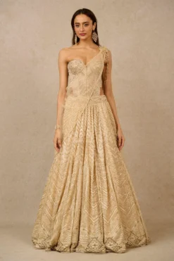 Tarun Tahiliani Gold Sequin Embellished Lehenga Set