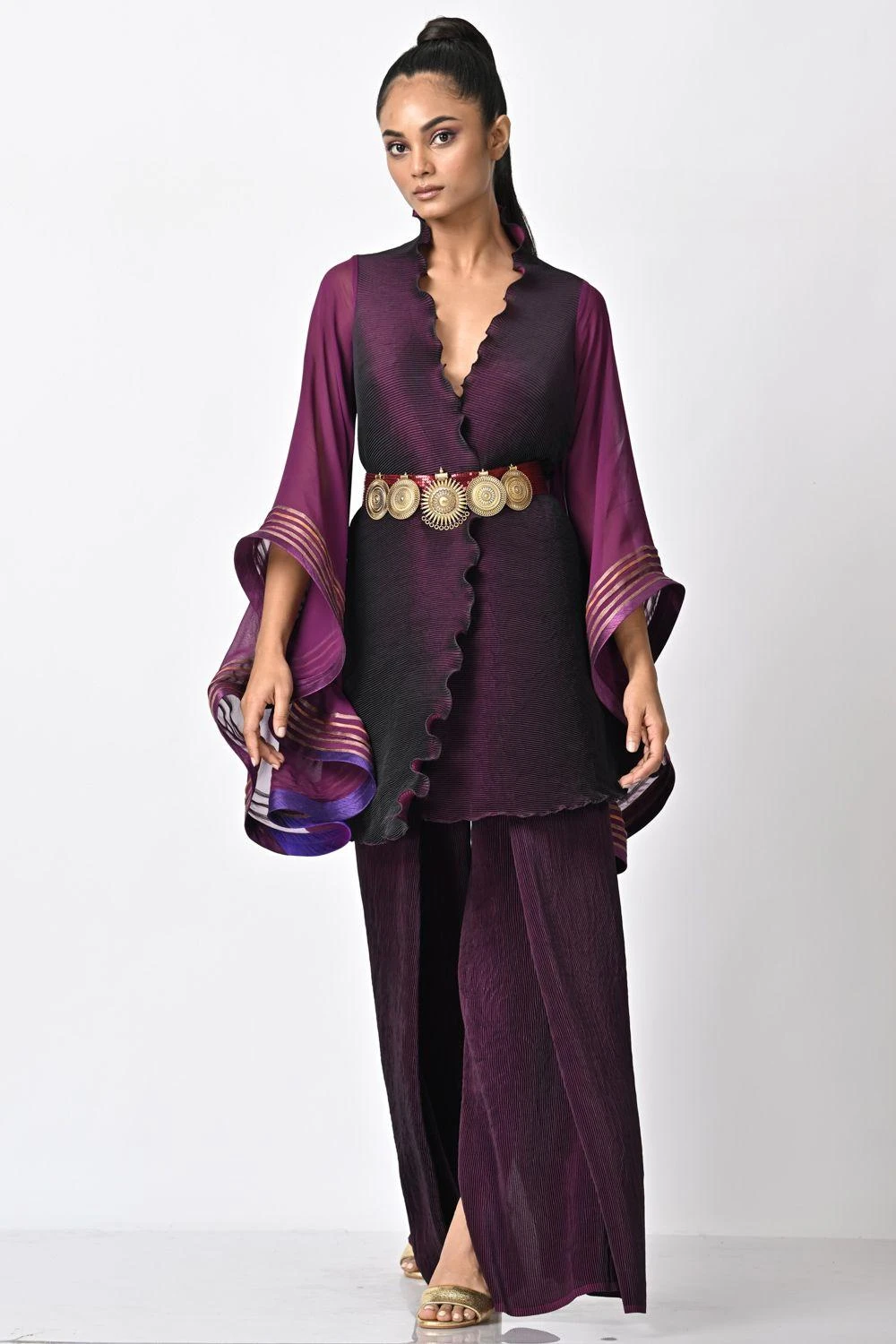 Kiran Uttam Ghosh Metallic Gold Tribal Belt 1 Kiran Uttam Ghosh Metallic Gold Tribal Belt