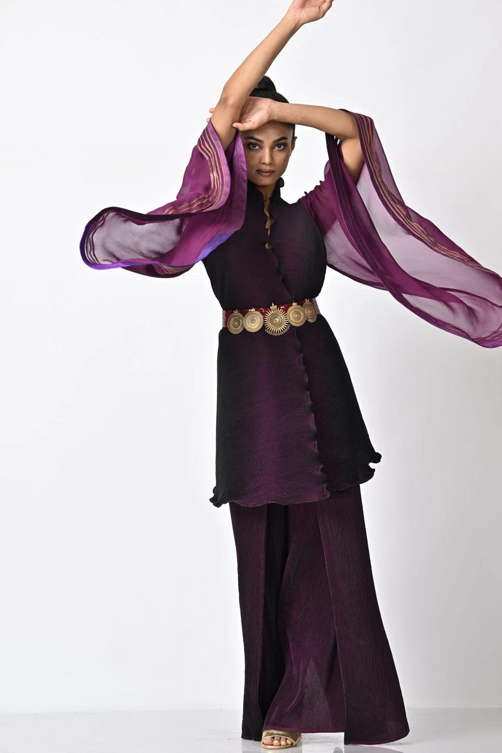 Kiran Uttam Ghosh Metallic Gold Tribal Belt 2 Kiran Uttam Ghosh Metallic Gold Tribal Belt - Image 2