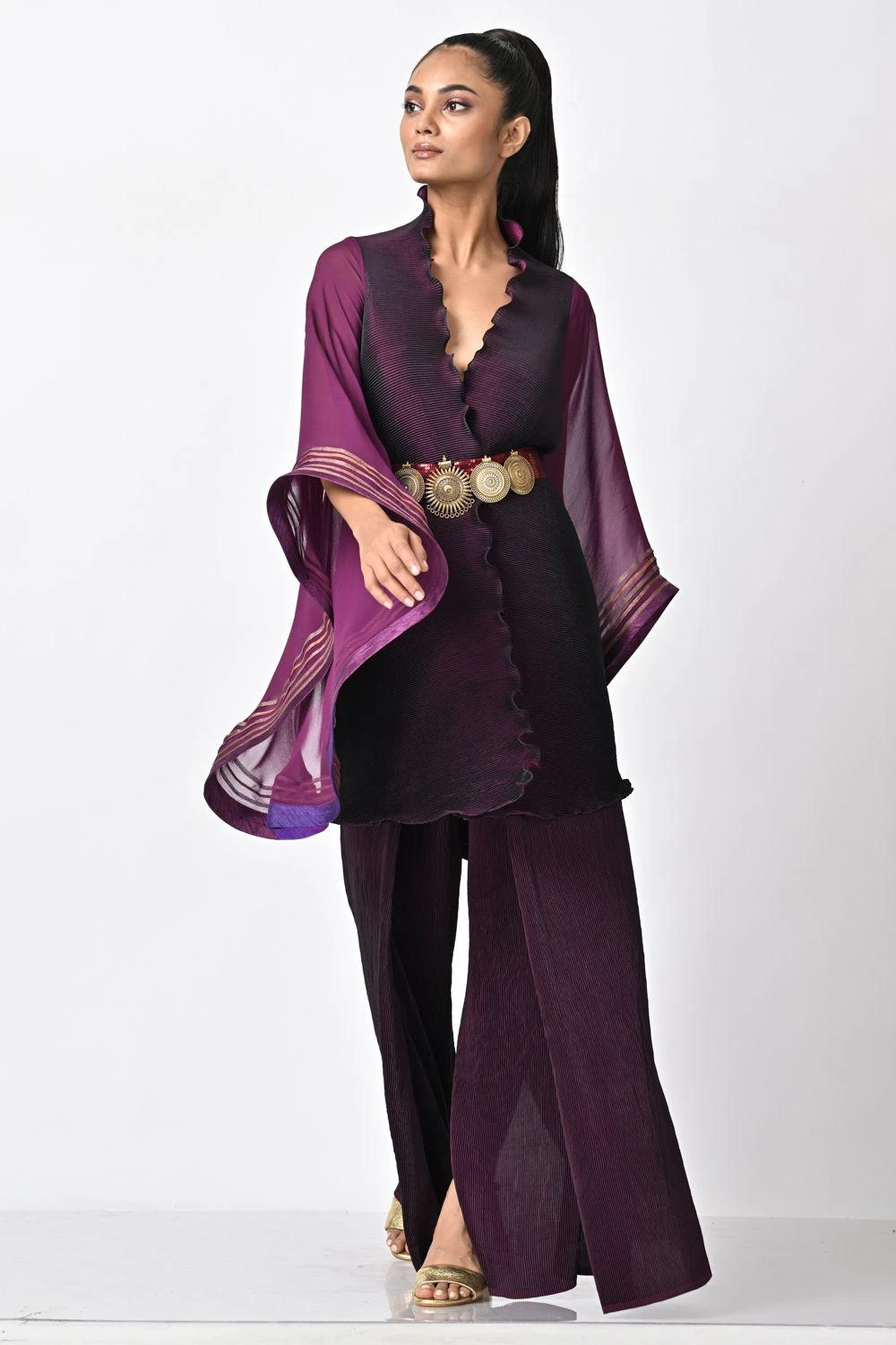 Kiran Uttam Ghosh Metallic Gold Tribal Belt 3 Kiran Uttam Ghosh Metallic Gold Tribal Belt - Image 3