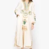 Heirloom By Rara Avis Off White Hamsa Embroidered Column Dress